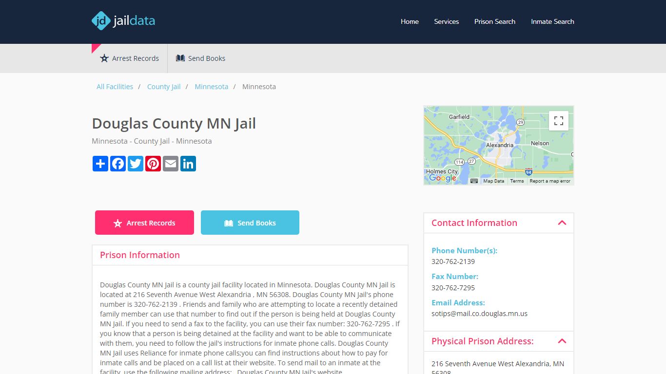 Douglas County MN Jail Inmate Search and Prisoner Info - Alexandria, MN