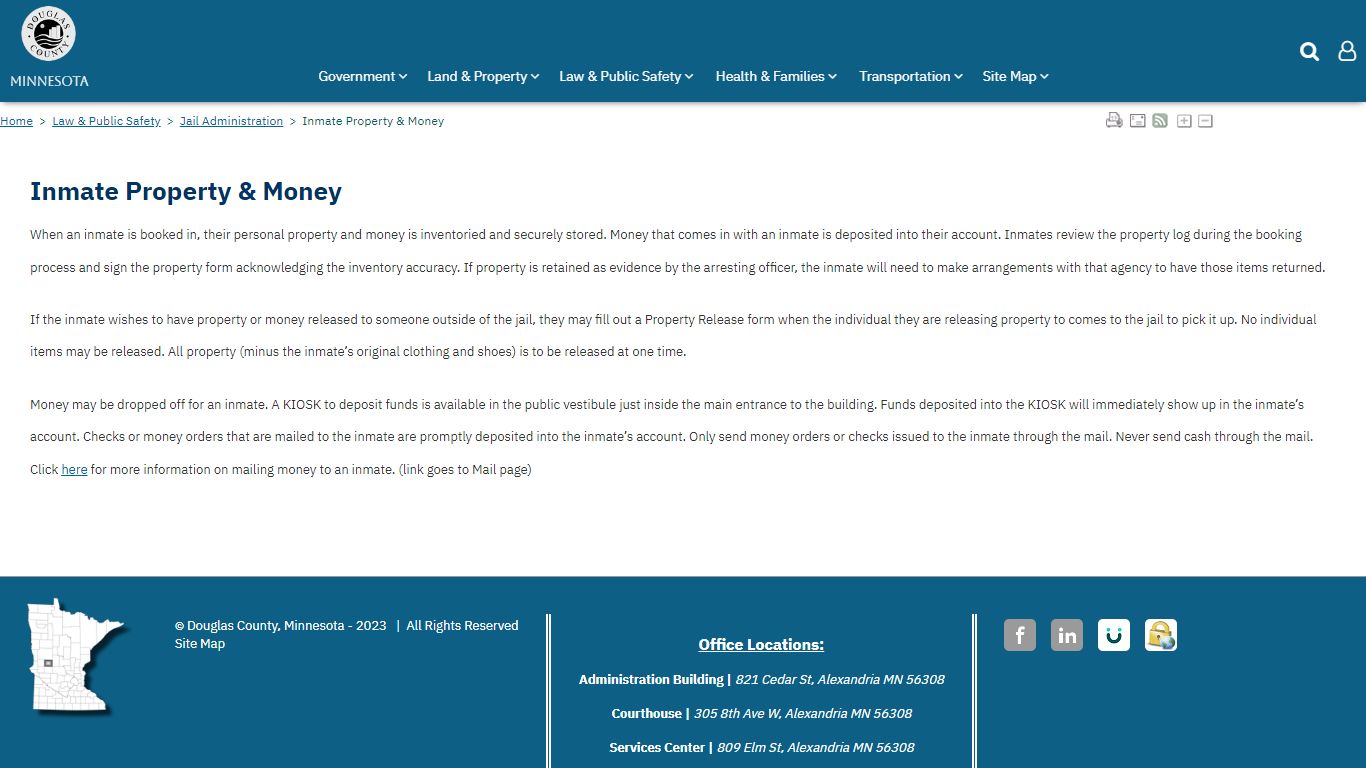 Douglas County | Inmate Property & Money