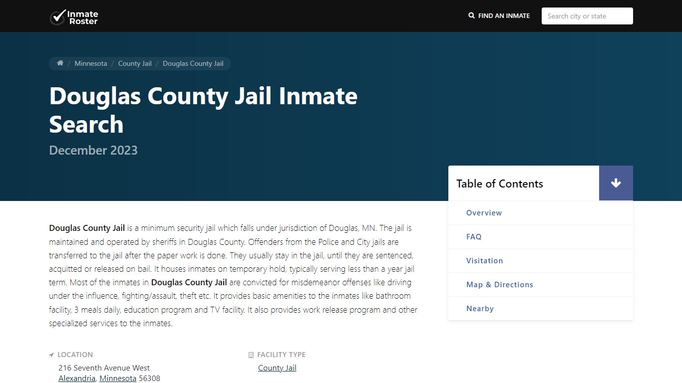 Inmate Search | Douglas County Jail - Alexandria, MN